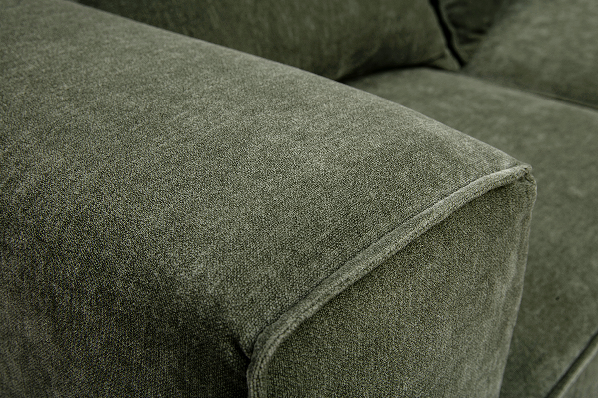Canap� modulable 4 places en tissu effet velours vert kaki KERRY