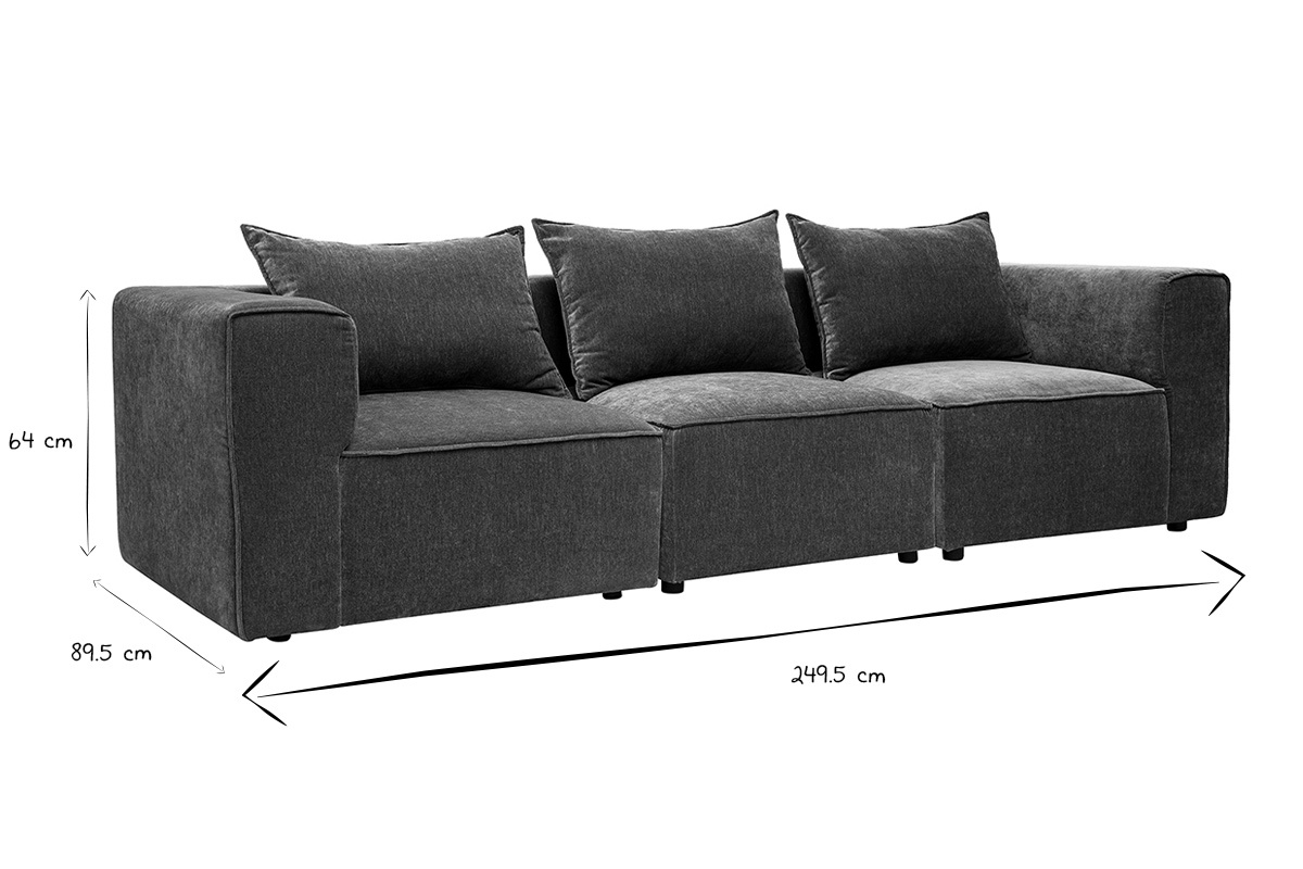 Canap� modulable 4 places en tissu effet velours vert kaki KERRY
