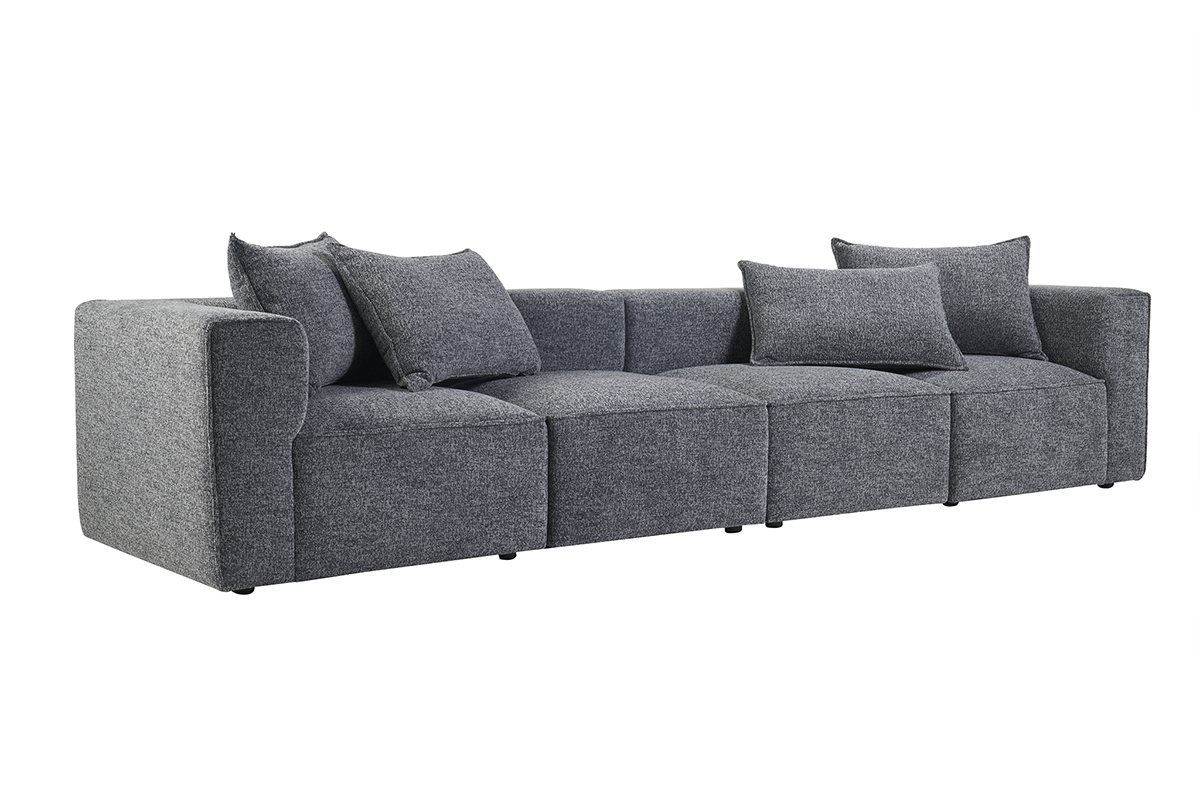 Canap modulable 5 places en tissu chin gris fonc KERRY
