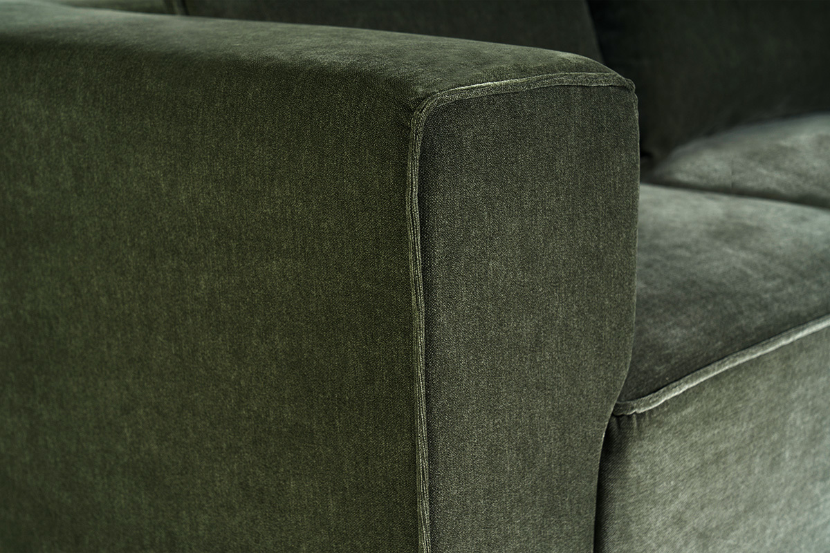 Canap� modulable 5 places en tissu effet velours vert kaki KERRY