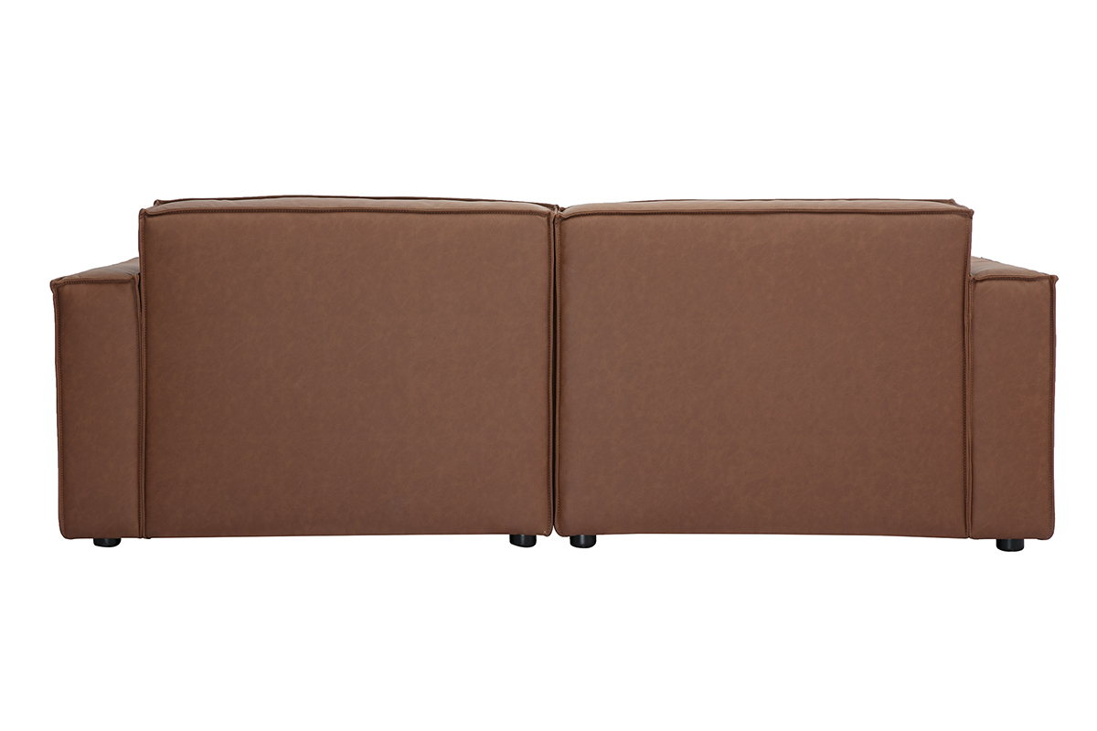 Canap modulable vintage 3 places en cuir marron SPLIT