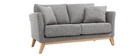 Canap&eacute; scandinave 2 places d&eacute;houssable gris clair et bois OSLO