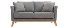 Canap&eacute; scandinave 2 places d&eacute;houssable gris clair et bois OSLO