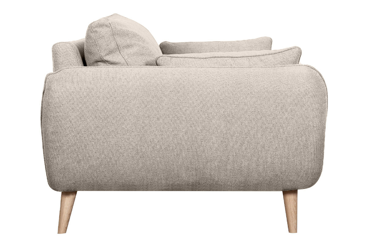 Canap scandinave 2 places en tissu beige et bois clair CREEP