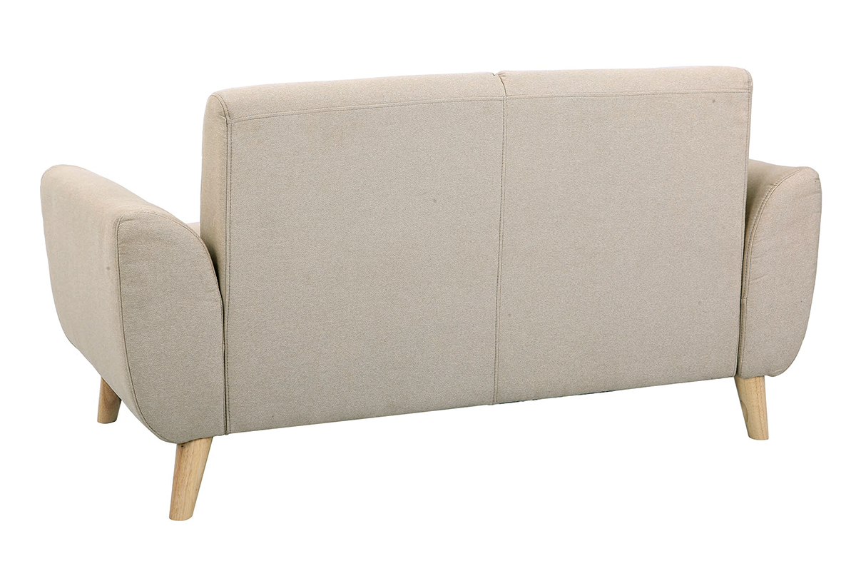 Canap scandinave 2 places en tissu beige et bois clair EKTOR
