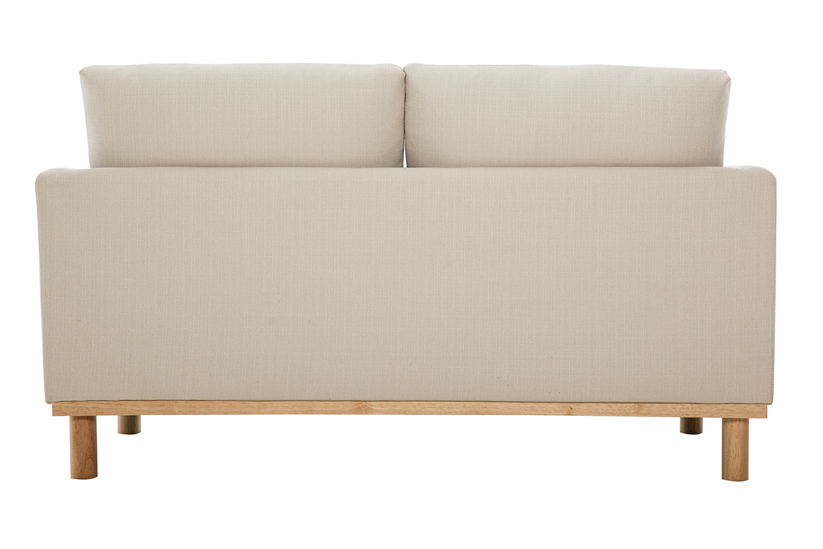 Canap scandinave 2 places en tissu beige et bois clair HOBART