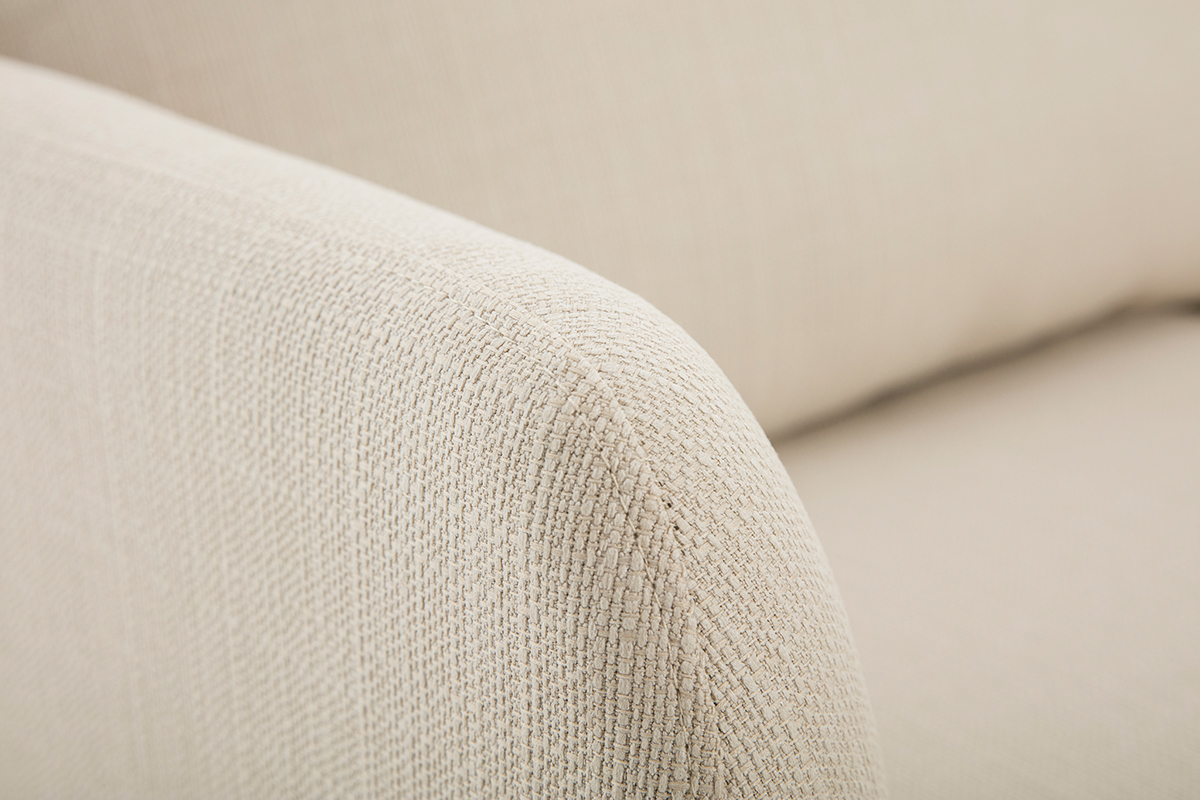 Canap scandinave 2 places en tissu beige et bois clair HOBART