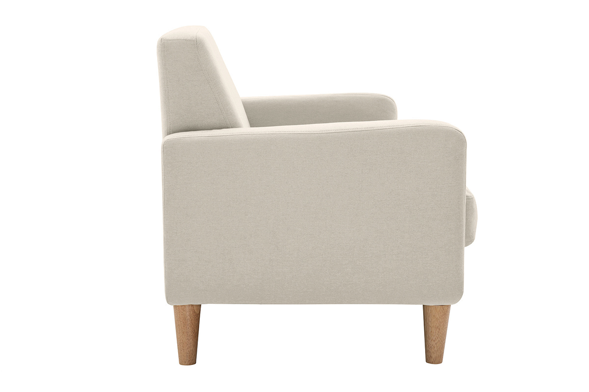 Canap scandinave 2 places en tissu beige et bois clair LUNA