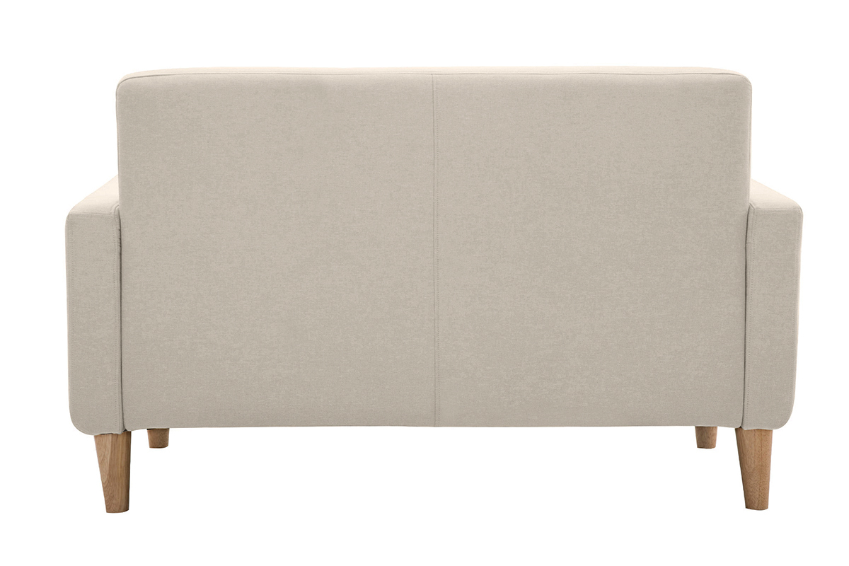 Canap scandinave 2 places en tissu beige et bois clair LUNA