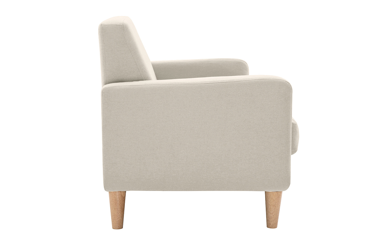 Canap scandinave 2 places en tissu beige et bois clair LUNA