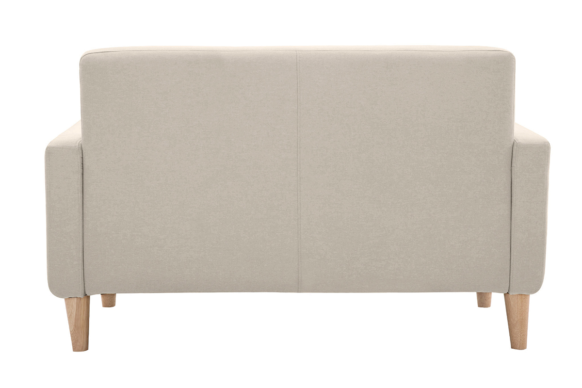 Canap scandinave 2 places en tissu beige et bois clair LUNA