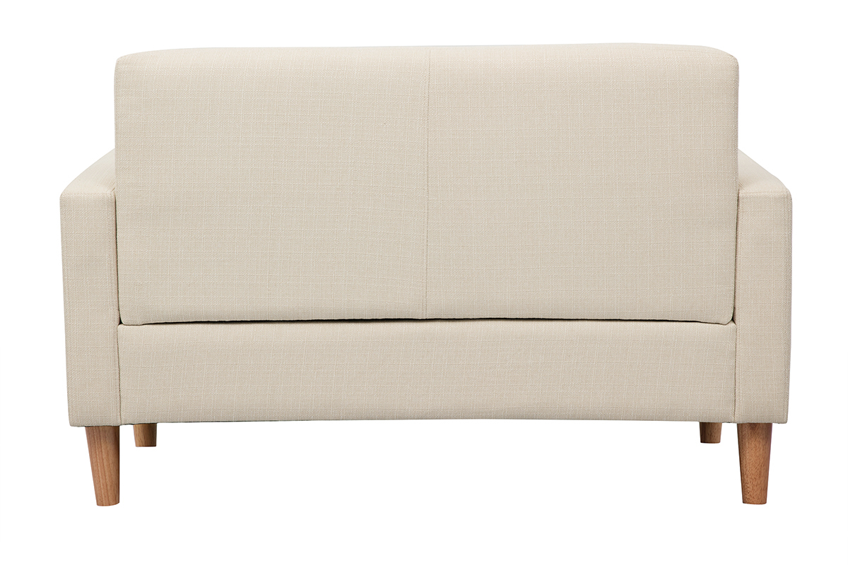Canap scandinave 2 places en tissu beige et bois clair MOON