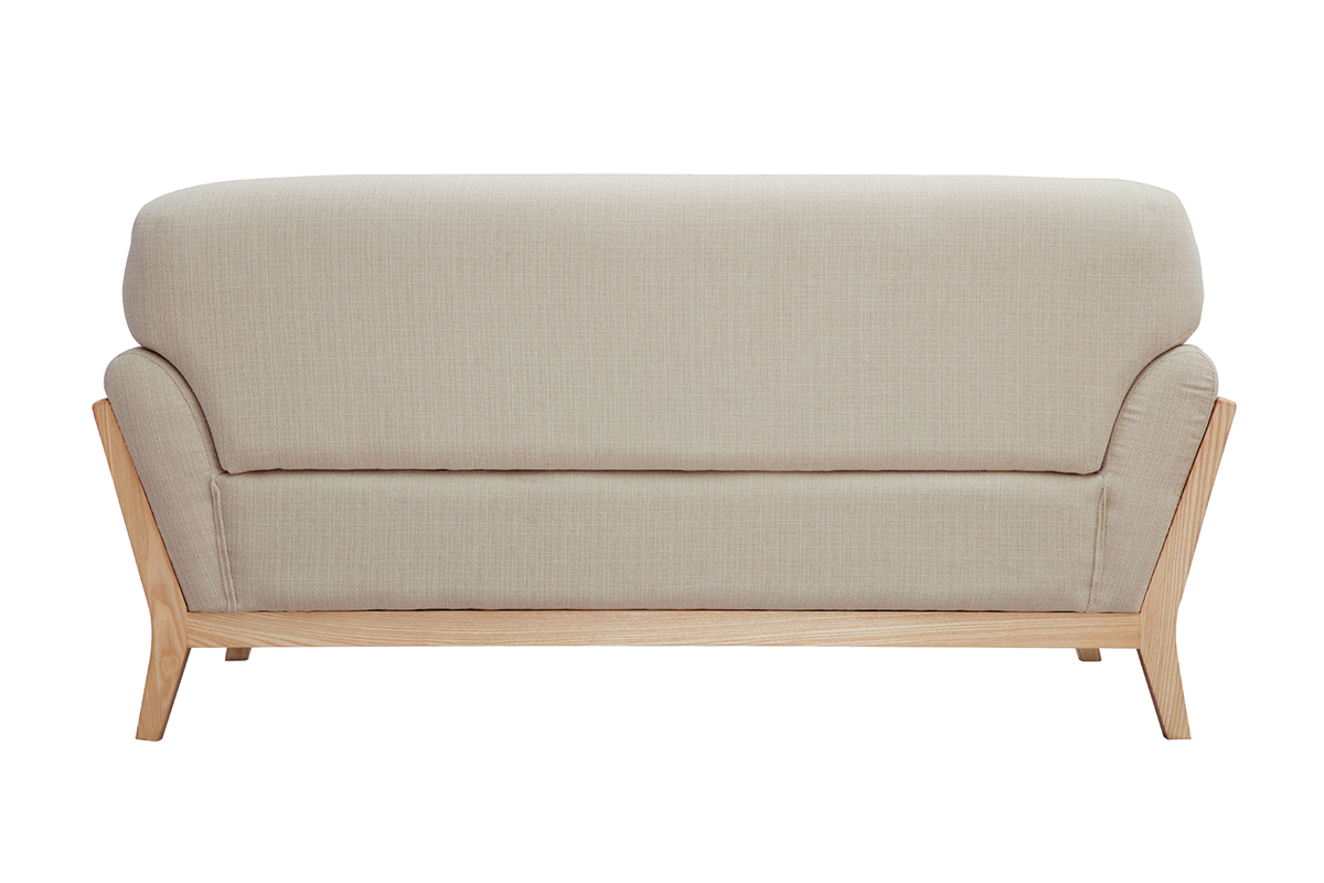 Canap scandinave 2 places en tissu beige et bois clair YOKO