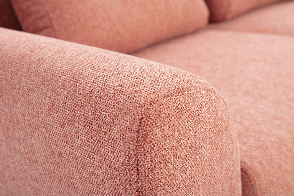 Canap scandinave 2 places en tissu effet velours textur terracotta et bois clair EKTOR