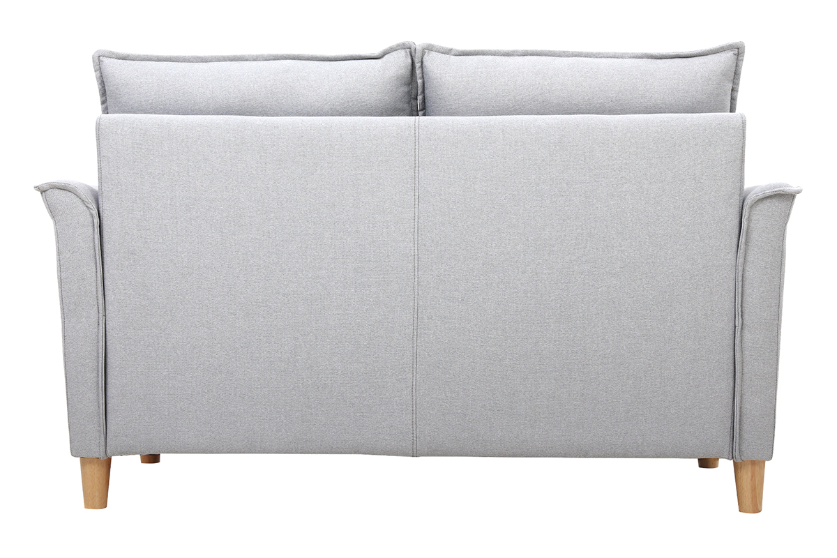 Canap scandinave 2 places en tissu gris clair et bois clair CLIFF