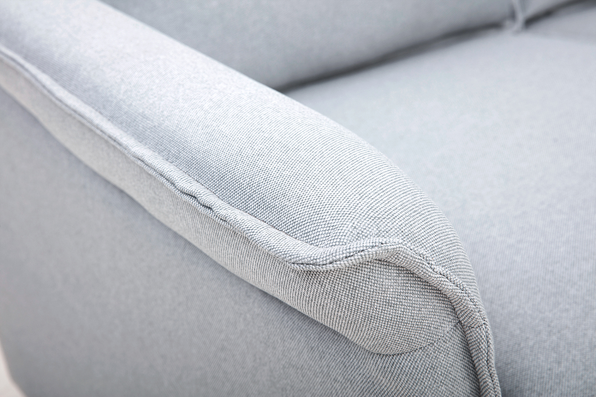 Canap scandinave 2 places en tissu gris clair et bois clair CLIFF