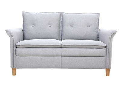 Canapé scandinave 2 places en tissu gris clair et bois clair CLIFF