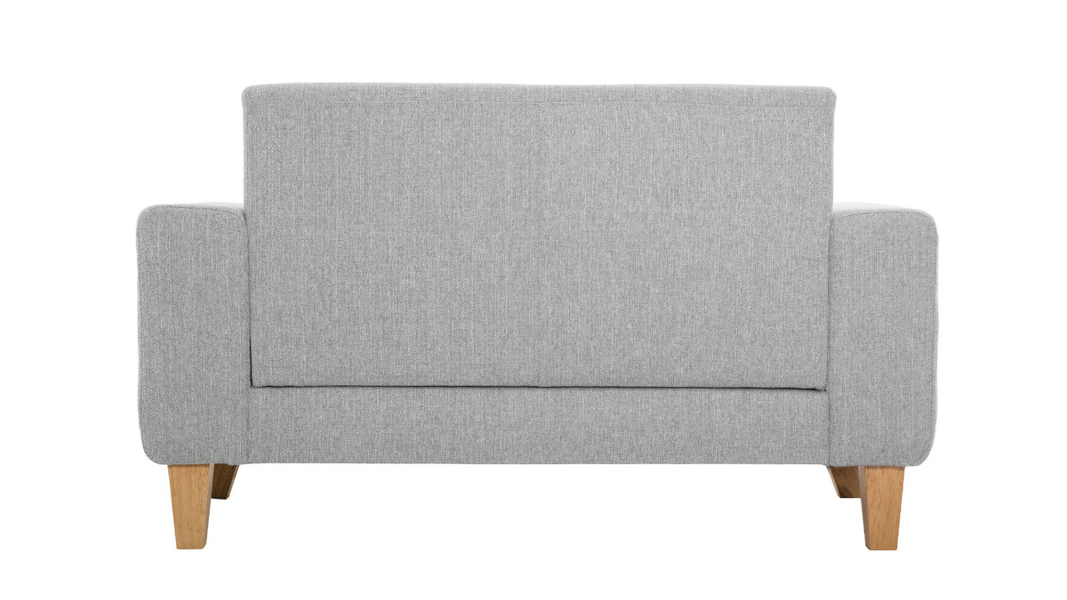 Canap scandinave 2 places en tissu gris et bois clair FJORD