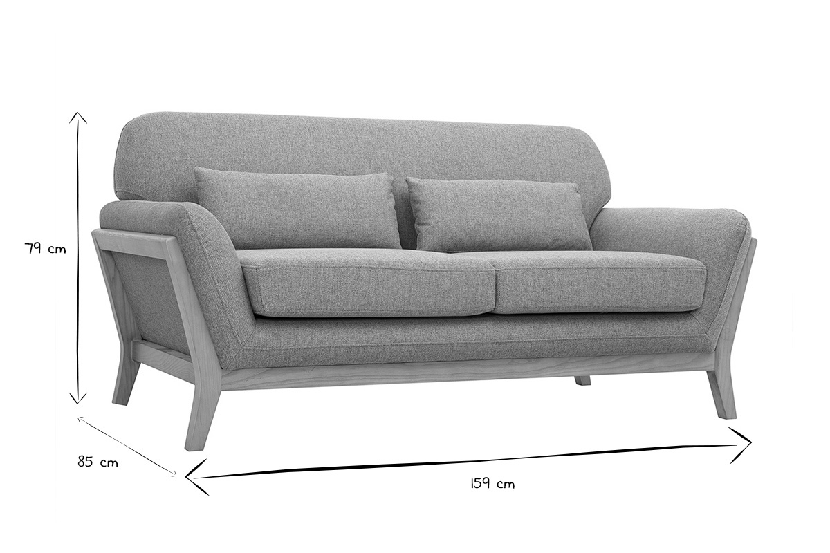 Canap scandinave 2 places en tissu vert lagon et bois clair YOKO