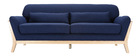 Canap&eacute; scandinave 3 places bleu fonc&eacute; et bois YOKO