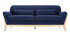 Canap&eacute; scandinave 3 places bleu fonc&eacute; et bois YOKO