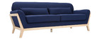 Canap&eacute; scandinave 3 places bleu fonc&eacute; et bois YOKO