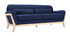Canap&eacute; scandinave 3 places bleu fonc&eacute; et bois YOKO