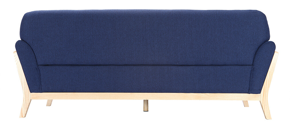 Canap� scandinave 3 places bleu fonc� et bois YOKO