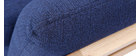 Canap&eacute; scandinave 3 places bleu fonc&eacute; et bois YOKO