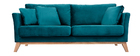 Canap&eacute; scandinave 3 places d&eacute;houssable velours bleu p&eacute;trole OSLO