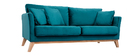 Canap&eacute; scandinave 3 places d&eacute;houssable velours bleu p&eacute;trole OSLO