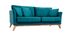 Canap&eacute; scandinave 3 places d&eacute;houssable velours bleu p&eacute;trole OSLO