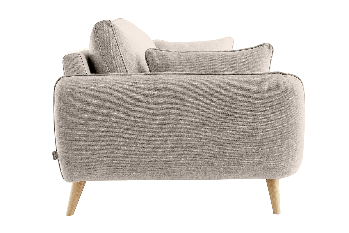 Canap scandinave 3 places en tissu beige et bois clair CREEP