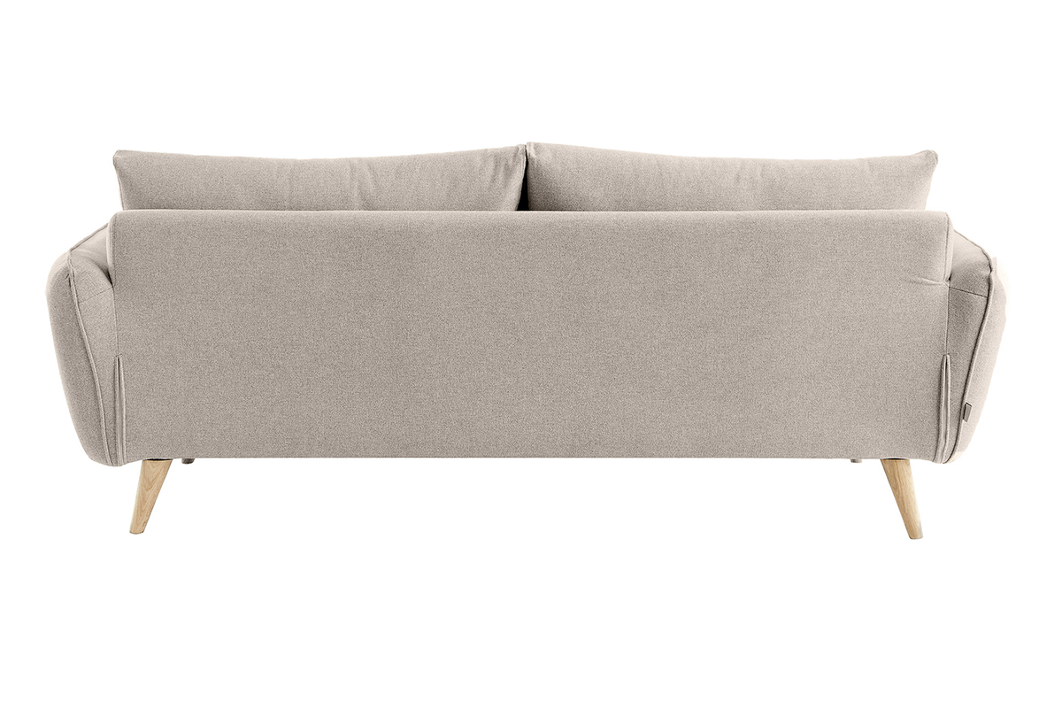 Canap scandinave 3 places en tissu beige et bois clair CREEP