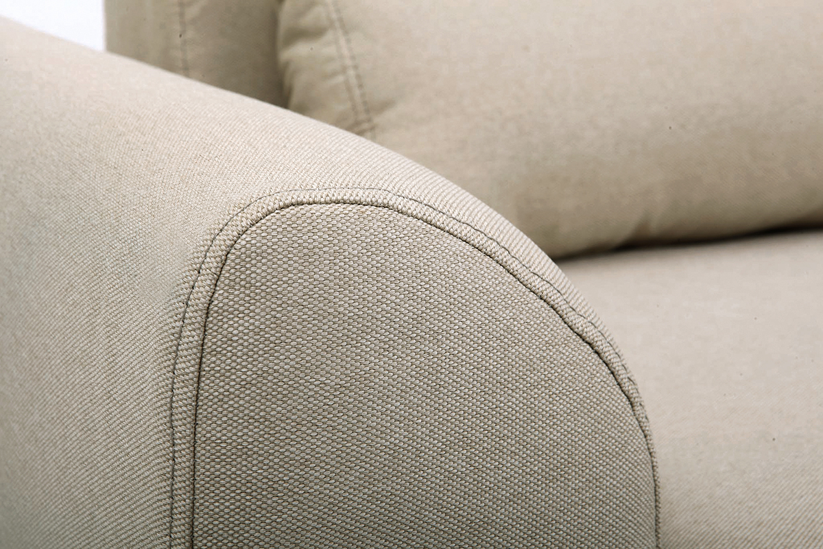 Canap scandinave 3 places en tissu beige et bois clair EKTOR