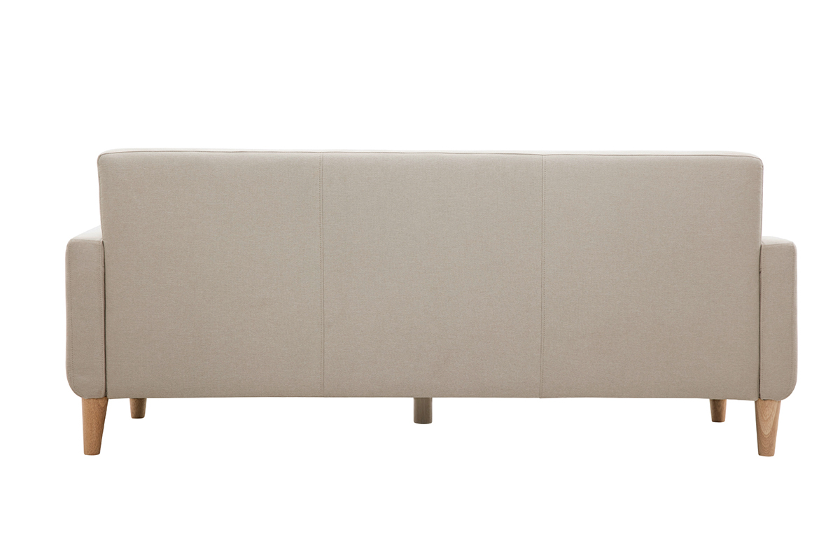 Canap scandinave 3 places en tissu beige et bois clair LUNA