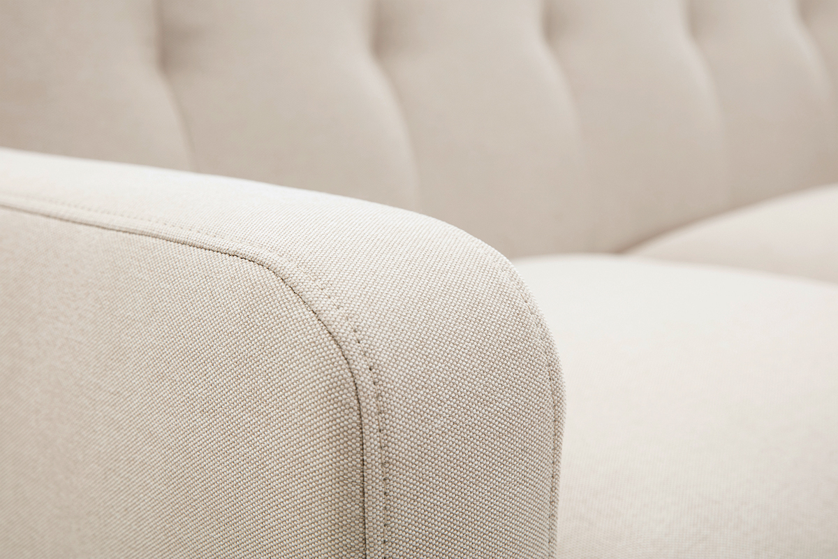 Canap scandinave 3 places en tissu beige et bois clair LUNA