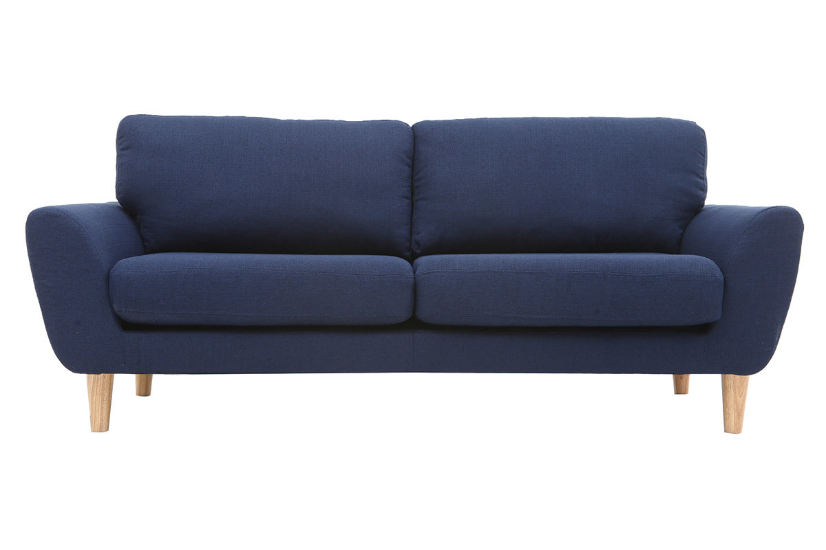 Canap� scandinave 3 places en tissu bleu fonc� ALICE