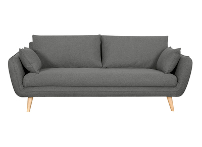 Canapé scandinave 3 places en tissu gris anthracite et bois clair CREEP