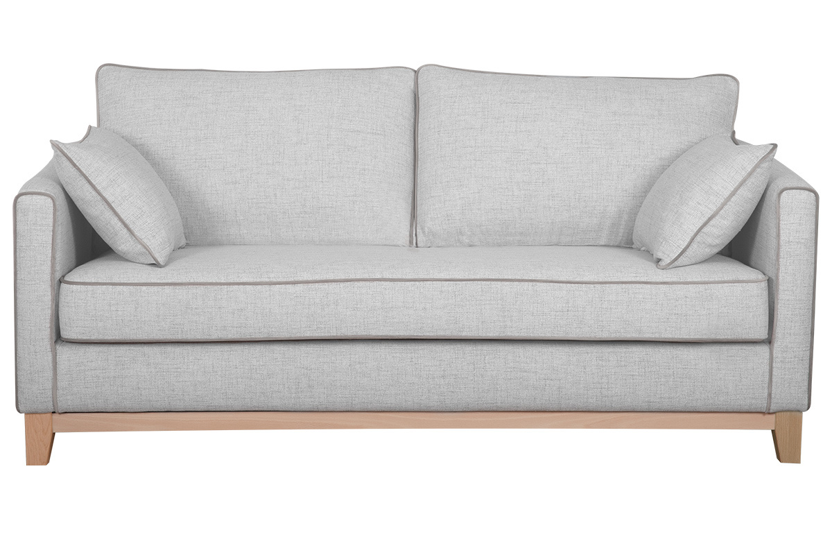Canap scandinave 3 places en tissu gris chin et bois clair HARRISON