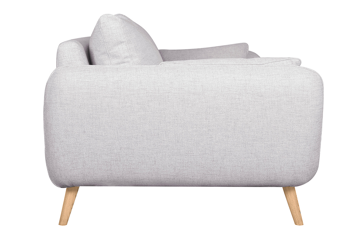 Canap scandinave 3 places en tissu gris clair chin et bois clair CREEP