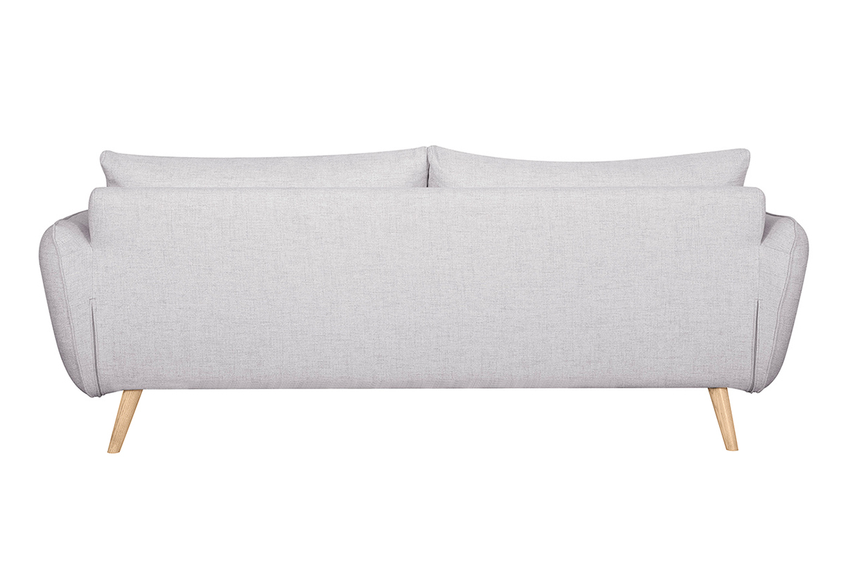 Canap scandinave 3 places en tissu gris clair chin et bois clair CREEP