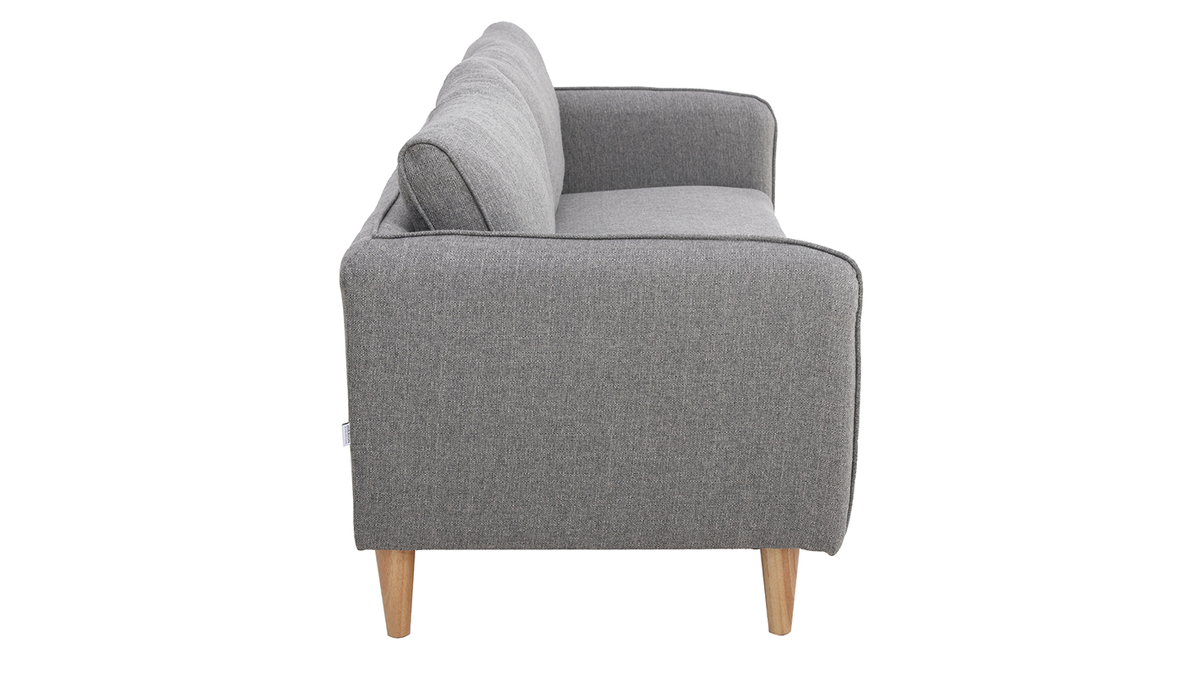 Canap scandinave 3 places en tissu gris clair et bois clair KURT - Miliboo & Stphane Plaza