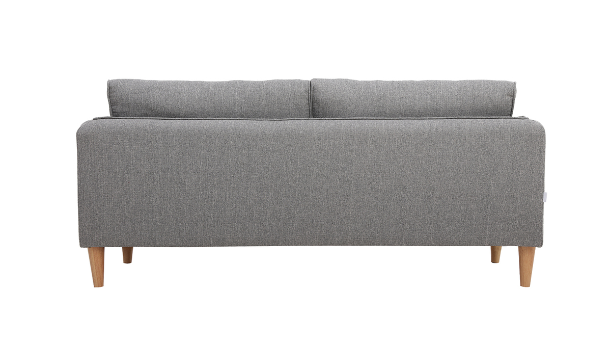 Canap scandinave 3 places en tissu gris clair et bois clair KURT - Miliboo & Stphane Plaza