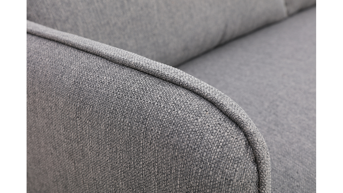 Canap scandinave 3 places en tissu gris clair et bois clair KURT - Miliboo & Stphane Plaza