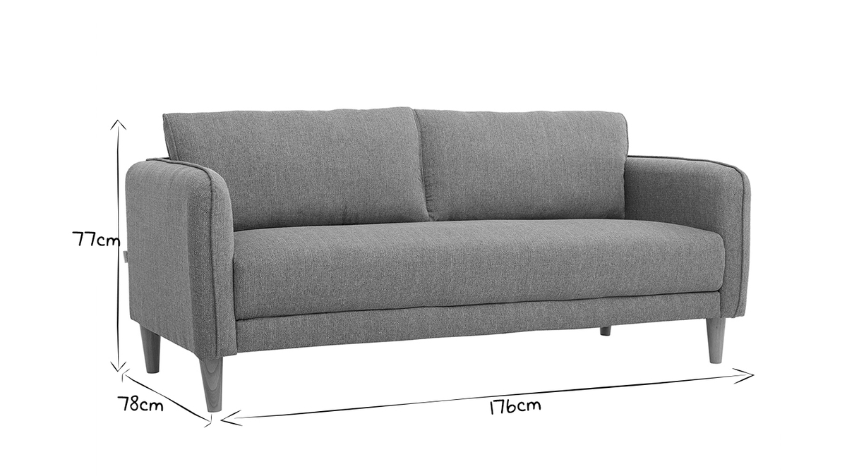 Canap scandinave 3 places en tissu gris clair et bois clair KURT - Miliboo & Stphane Plaza