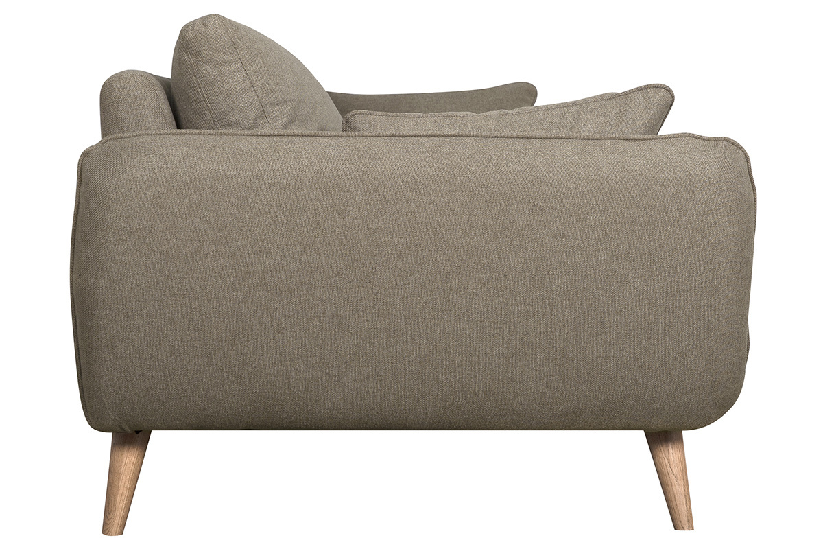 Canap scandinave 3 places en tissu taupe et bois clair CREEP