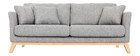 Canap&eacute; scandinave 3 places gris clair d&eacute;houssable pieds bois OSLO