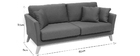 Canap&eacute; scandinave 3 places gris clair d&eacute;houssable pieds bois OSLO