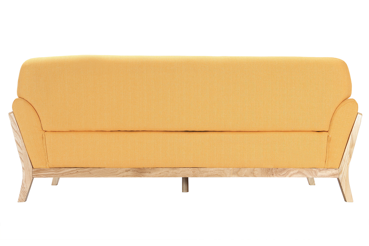 Canap� scandinave 3 places jaune pieds bois YOKO